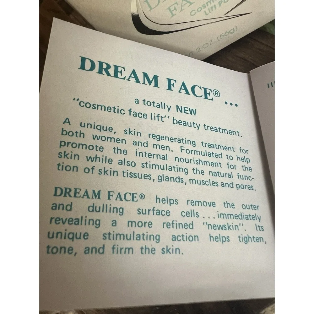 Rare Vtg Dream Face Cosmetic Face Lift Powder by Concept‎ Now Cosmetics Box +